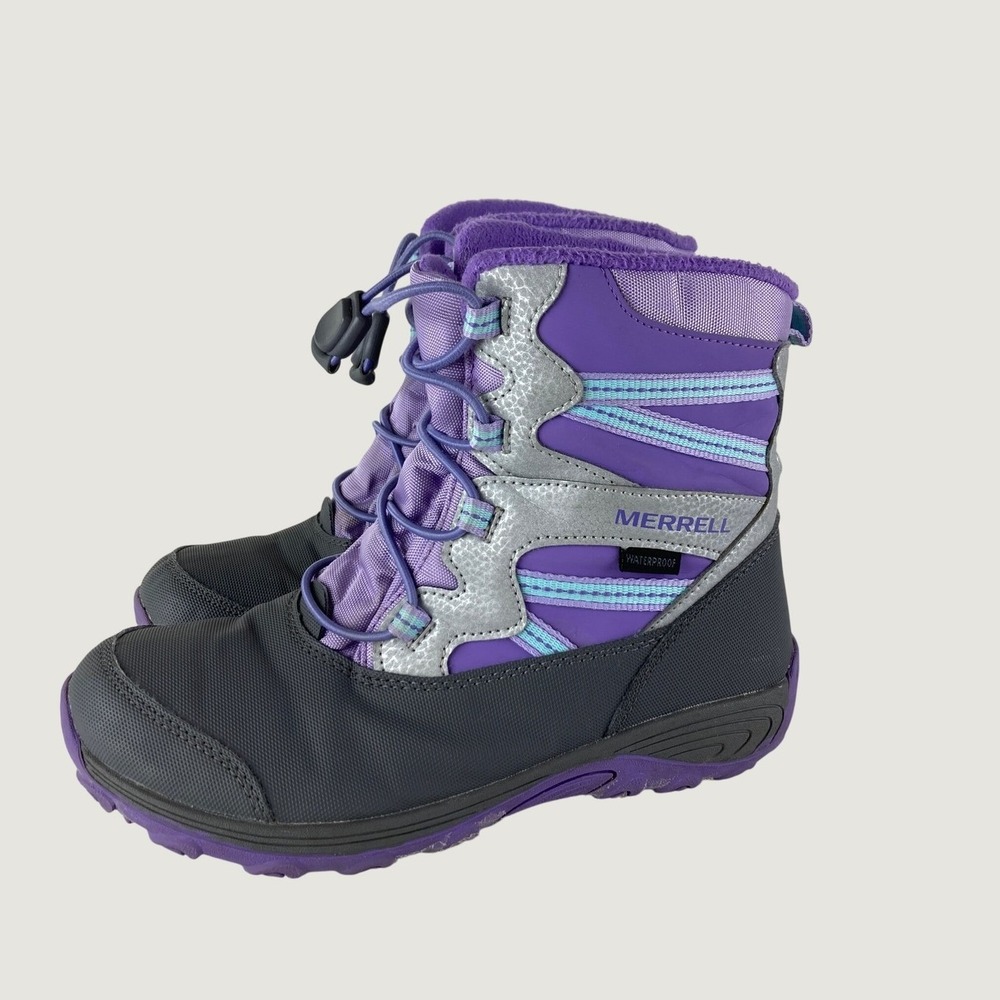 Merrell Snow Boots Kids Girls Sz 5 Waterproof Bungee Winter Gorpcore Outdoor